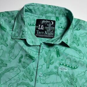 Retro Rifle Taco Night Tactical Green Mens L Short Sleeve Button Down Shirt